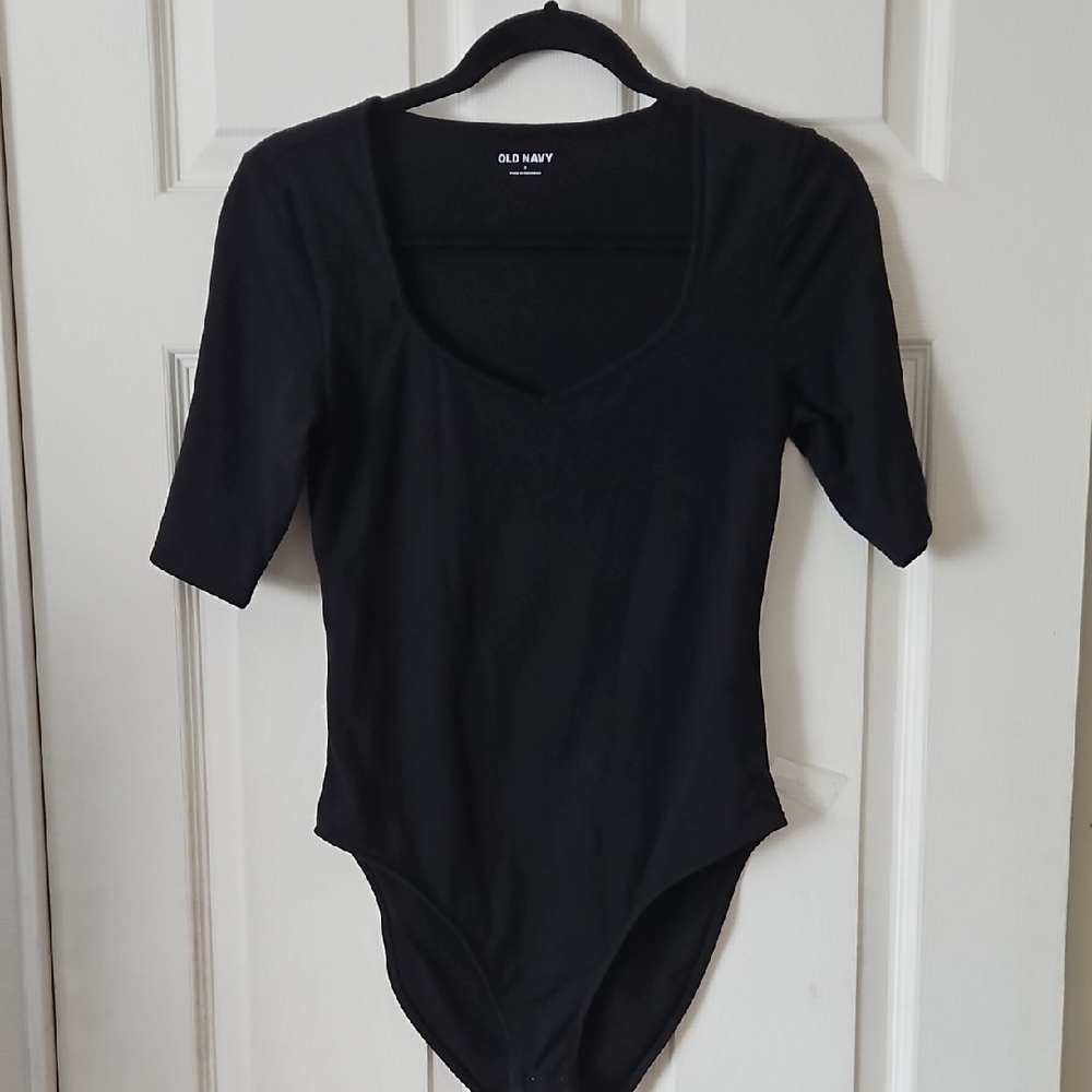 Old Navy, Short Sleeve Sweetheart Neck Bodysuitt, Small, Black